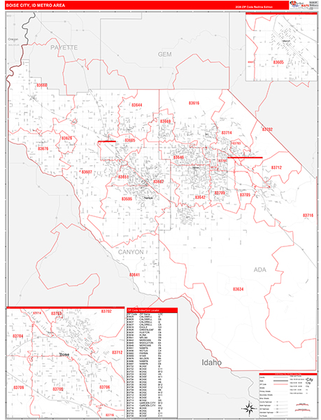 Boise City Metro Area Wall Map